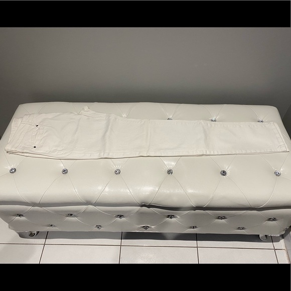 Esqualo Jeans β White straight leg low cut jeans with pockets and single button - Picture 2 of 6